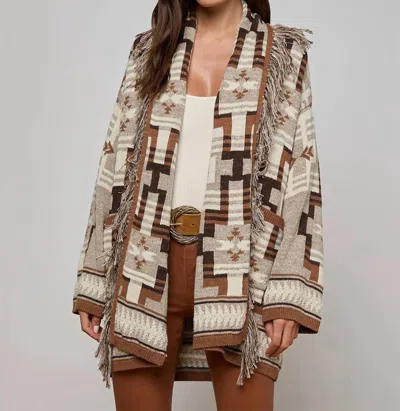 L'agence Jair Jacquard Frng Cardigan In Natural Mist In Multi