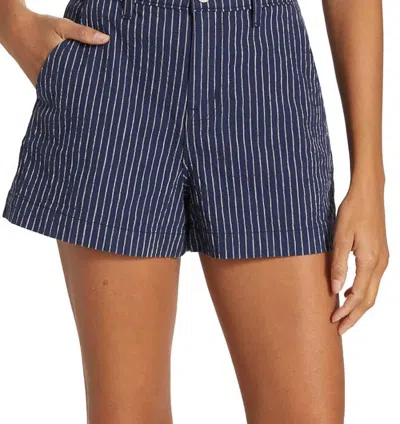 L'agence Jameson High Rise Shorts In Navy/natural Stipe In Blue