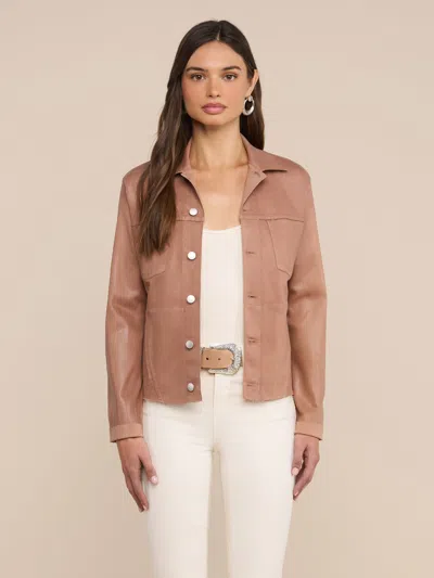 L'agence Janelle Coated Jean Jacket In Brown