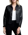 L'agence Janelle Glittered Coated Denim Jacket In Saturated Black Coated