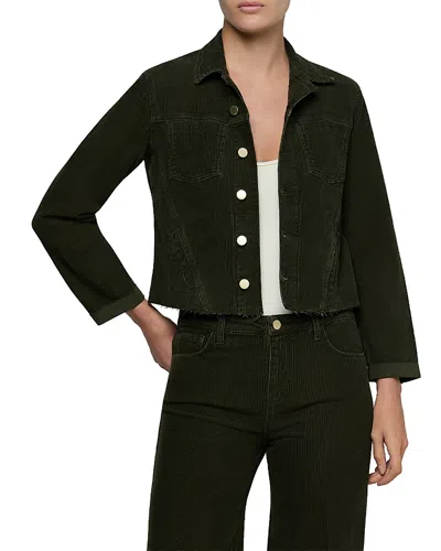 L'agence Janelle Cotton Stretch Slim Raw Edge Jacket In Green