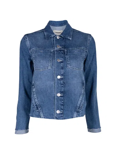 L'agence Janelle Raw-cut Denim Jacket In Blue
