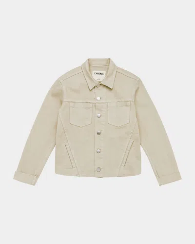 L'AGENCE JANELLE SLIM CROPPED JEAN JACKET WITH RAW HEM