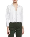L'agence Janelle Slim Cropped Jean Jacket With Raw Hem In Blanc