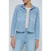 L'agence Janelle Slim Fit Raw Hem Denim Trucker Jacket In Blue