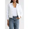 L'agence Janelle Slim Cropped Jean Jacket With Raw Hem In White