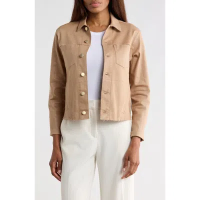 L'agence Janelle Slim Fit Raw Hem Jacket In Brown