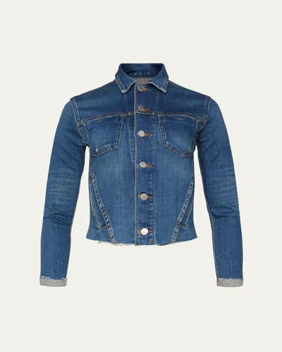 L'agence Janelle Slim Raw-edge Jacket In Blue