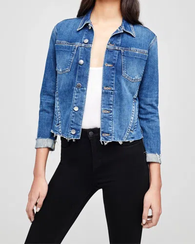 L'agence Janelle Slim Raw Jacket In Authentique In Blue