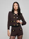L'agence Janu Cropped Knit Jacket In Brown