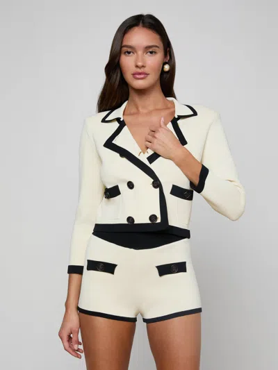 L'agence Janu Cropped Knit Jacket In White