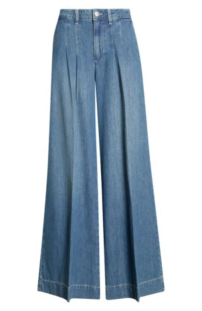 L'agence Jayani High Waist Pleated Wide Leg Jeans In Blue