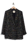 L'agence Jayda Relax Fit Double Breasted Tweed Blazer In Black