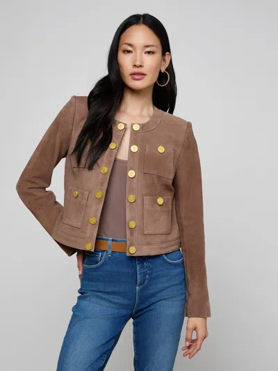 L'agence Jayde Collarless Jacket In Brown