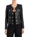 L'agence Deidra Leather Collarless Jacket In Black