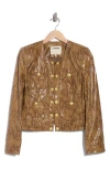 L'agence Jayde Snake Print Leather Jacket In Brown