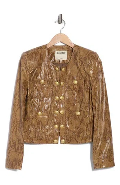 L'AGENCE L'AGENCE JAYDE SNAKE PRINT LEATHER JACKET