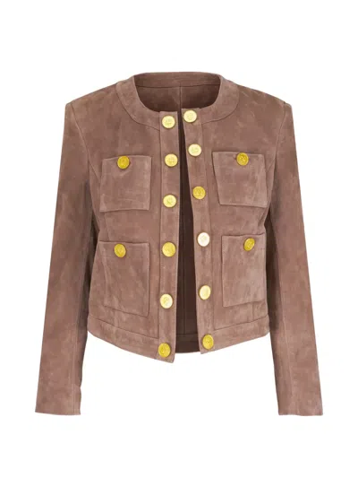 L'agence Jayde Suede Jacket In Brown