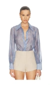 L'agence Jayleen Button Down Blouse In Blue