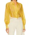 L'agence Jayleen Button-front Blouse In Lemon Tonic Python Snake In Multi