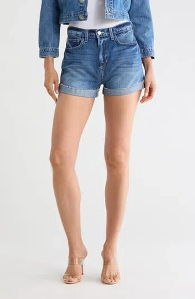 L'agence Jazzy High Waist Cuffed Jean Shorts In Brown