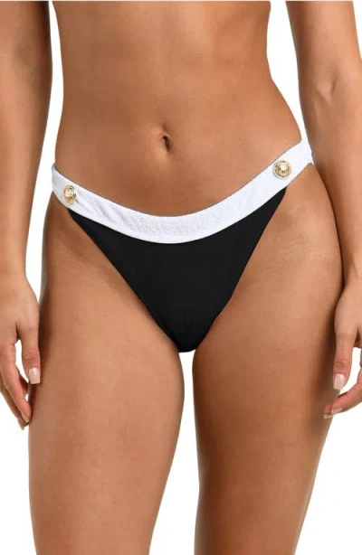 L'agence Jean Colorblock Bikini Bottoms In Black