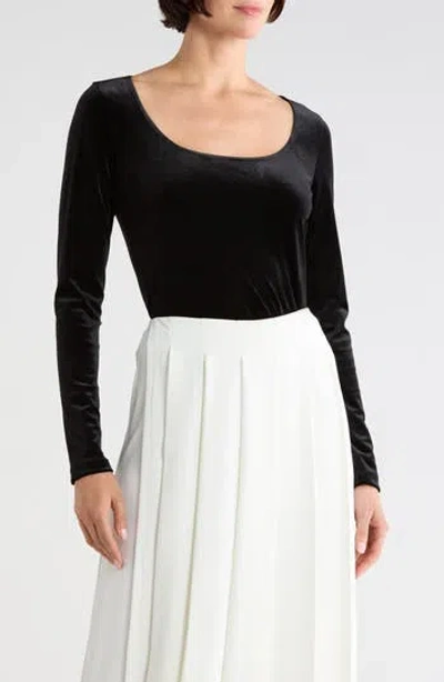 L'agence Jelena Velvet U-neck Top In Black