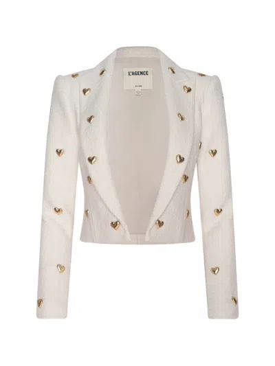 L'agence Jen Heart-embellished Blazer In Neutral