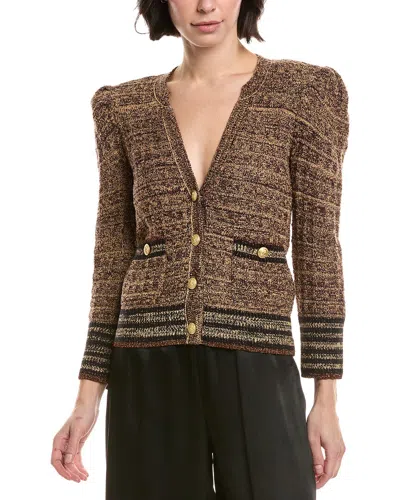 L'agence Jenni Waffle Stitch Cardigan In Brown