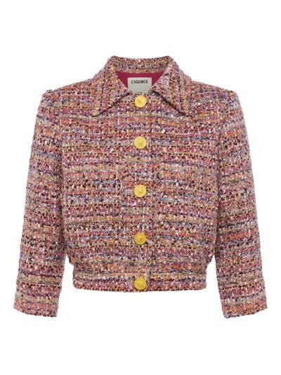L'agence Jia Button Three-quarter Sleeve Jacket In Pink