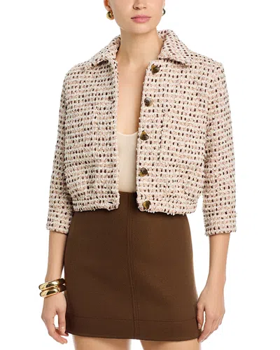 L'agence Jia Cropped Tweed Jacket In Nude