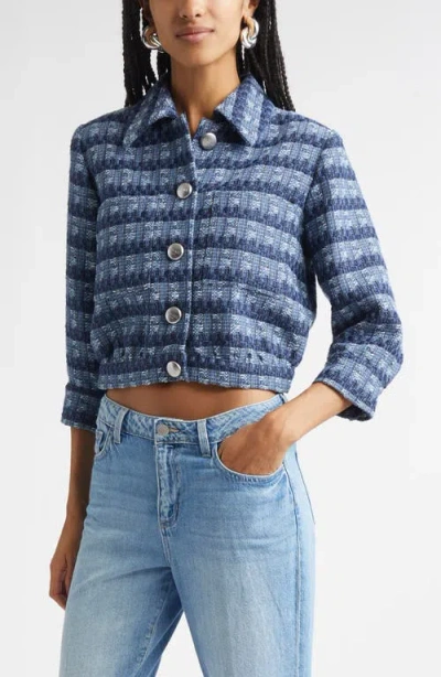 L'agence Jia Crop Tweed Jacket In Blue