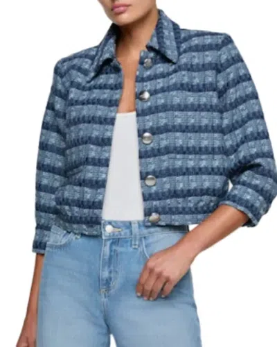 L'agence Jia Cropped Tweed Jacke In Blue Multi