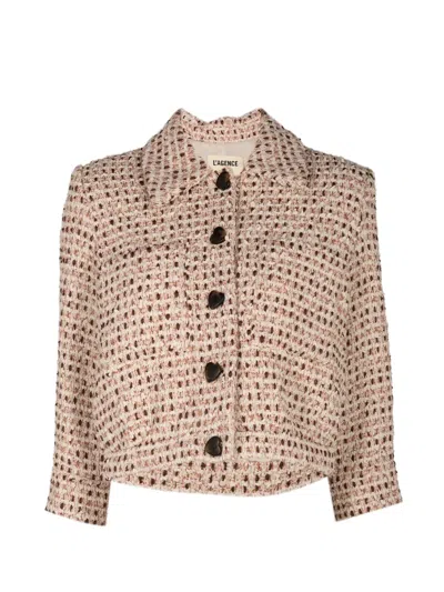 L'agence Jia Cropped Tweed Jacket In Neutral