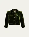 L'agence Jia Cropped Velvet Jacket In Green