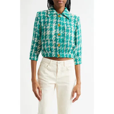 L'agence Jia Houndstooth Tweed Crop Jacket In Multi