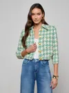 L'agence Jia Houndstooth Tweed Jacket In Green