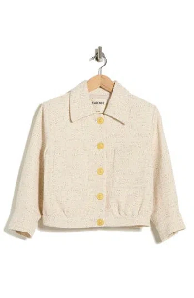 L'agence Jia Sequin Embellished Tweed Crop Jacket In Pink