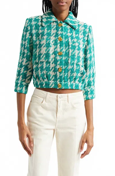 L'agence Jia Tweed Jacket In Teal In Multi