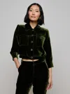 L'agence Jia Cropped Velvet Jacket In Green