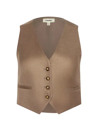 L'agence Jianna Button-up Vest In Neutral