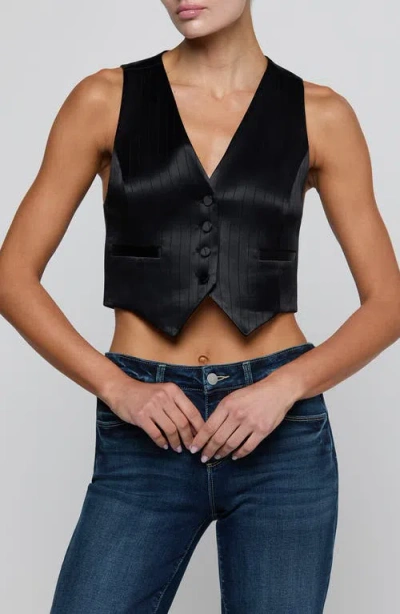 L'agence Jianna Pinstriped Short Vest In Black Pinstripe