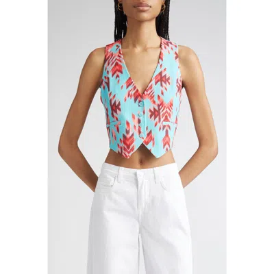 L'agence Jianna Print Button-up Vest In Multi