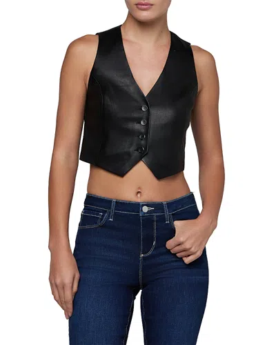 L'agence Jianna Short Leather Vest In Black
