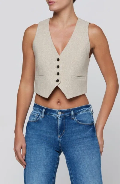 L'agence Jianna Short Tweed Vest In Cappuccino/ivory Tweed