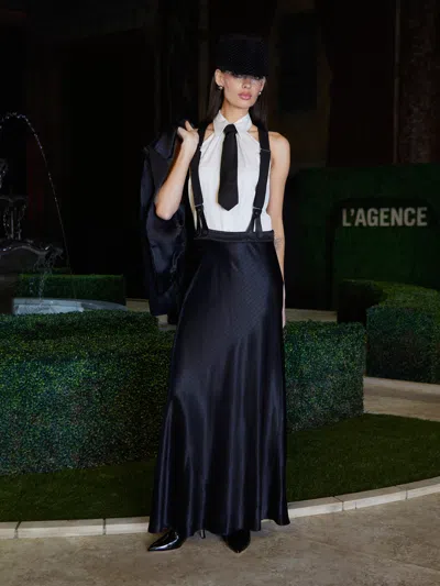L'agence Jianna Vest In Black Pinstripe