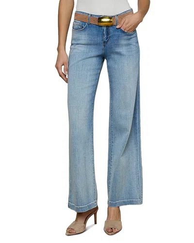 L'agence Joanne Mid Rise Wide Leg Jeans In Dry Ice In Blue