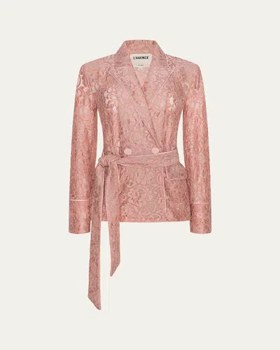 L'agence Jordana Floral Lace Blazer In Pink