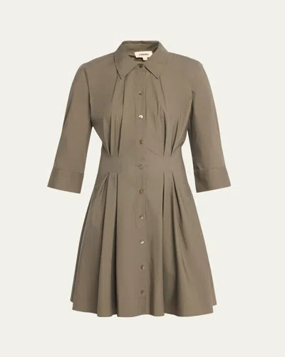 L'agence Journi Pintucked Shirtdress In Brown