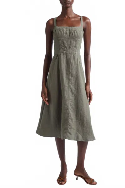 L'agence Jovie Bustier Sleeveless Midi Dress In Smokey Olive In Gray